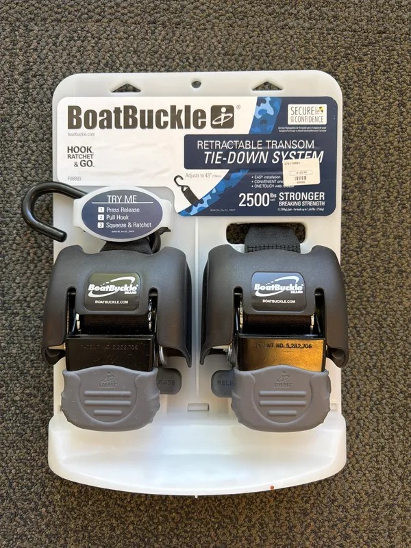 BoatBuckle F08893 G2 Retractable Transom Tie-Downs, 2 in x 43 in, Pair