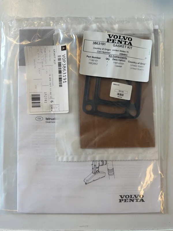 Volvo Penta New OEM Exhaust Manifold Riser Elbow Gasket Kit 3863191