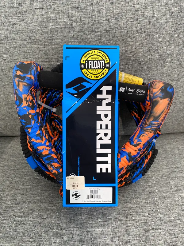 Hyperlite 22700048 25 ft Arc Wakesurf Rope with Handle, Orange/Blue
