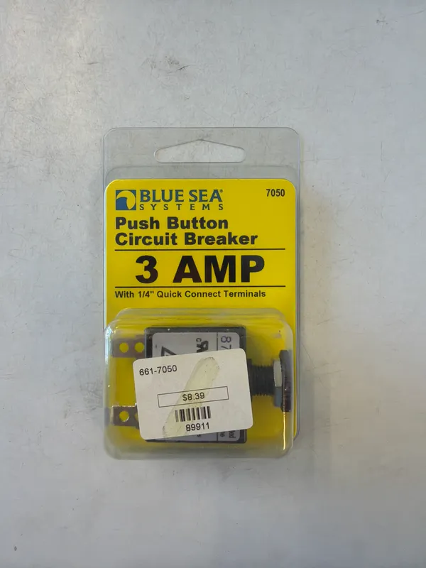 Blue Sea Systems 7050 Push Button Reset Circuit Breaker, 3 Amp