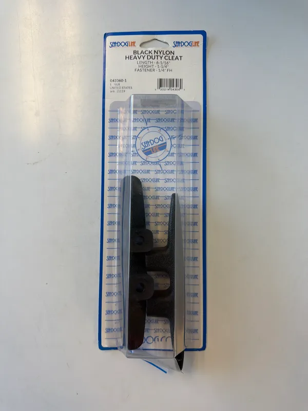 Sea-Dog 043360-1 Cleat, Opn Base Hd Black Nyl 6.5"
