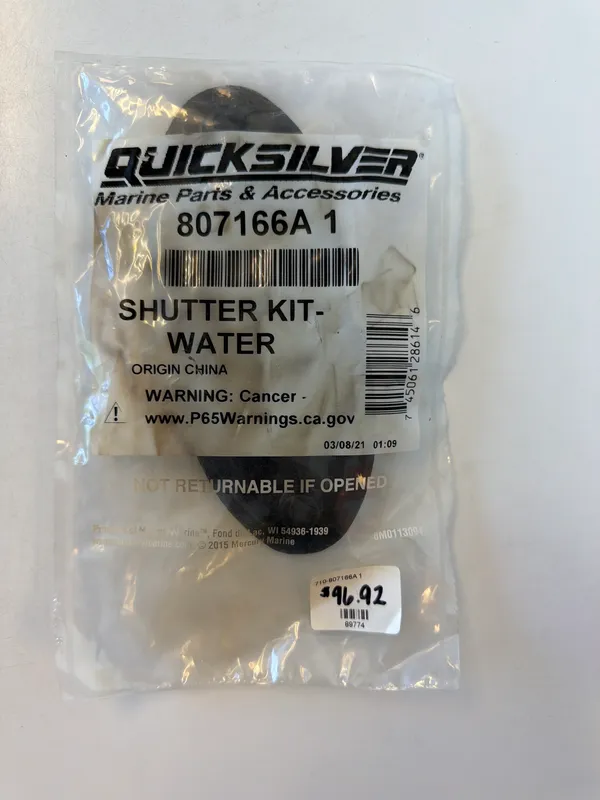 Mercury Marine 807166A1 W Shutter Asy-Water 1 Each MZ