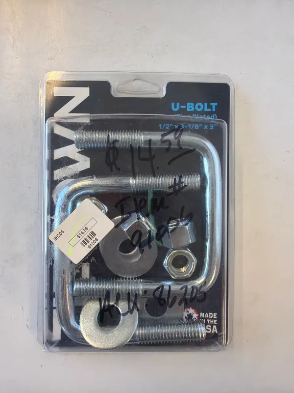 U Bolt Sqr 1/2"x31/8"x3"l Pair