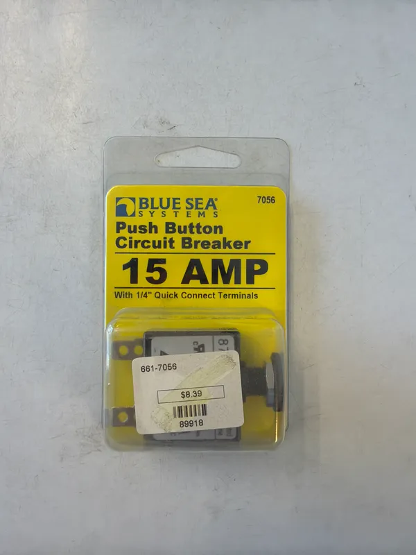 Blue Sea Systems 7056 Push Button Reset Circuit Breaker, 15 Amp