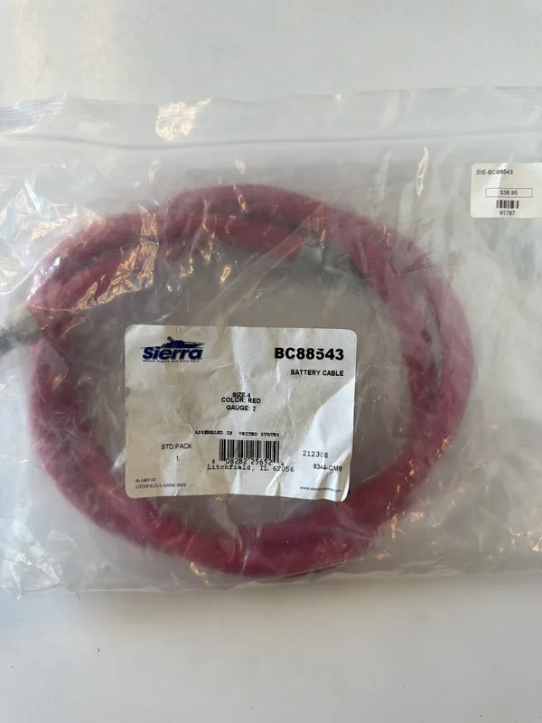 Sierra BC88543 Red Battery Cable with Terminals, 2 AWG x 4 ft
