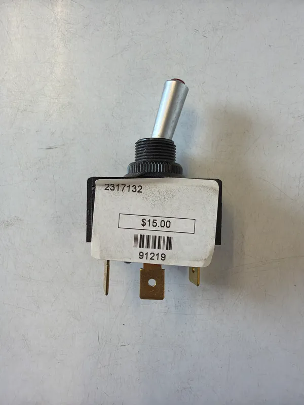 Switch, Toggle On/Off Satin Chrome-Red Tip