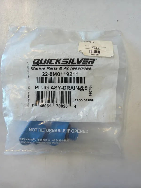 Mercury Marine 8M0119211 W Drain Plug Blue Plastic(5-Pack)